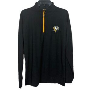 NHL Pittsburgh Penguins Waffle Knit 1/4 Zip Shirt Black Men's Size M NWT